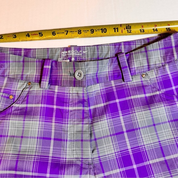 Nike Golf Women’s 10 Purple Plaid Dri-Fit Bermuda Shorts Stretch - Picture 5 of 9